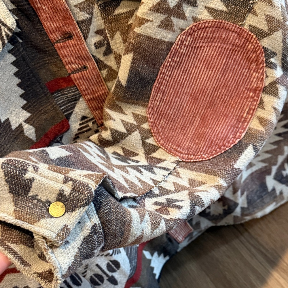 Tribal Patterned Jacket with Corduroy Accents - Picture 2 of 5